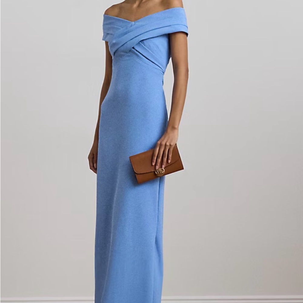 Ralph Lauren Light Blue Off-Shoulder Maxi Dress